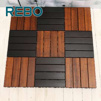 Interlocking outdoor bamboo garden deck floor tiles 30x30cm